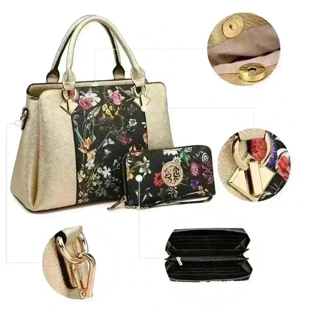 Two-Tone Dasein Floral Print Satchel NWOT